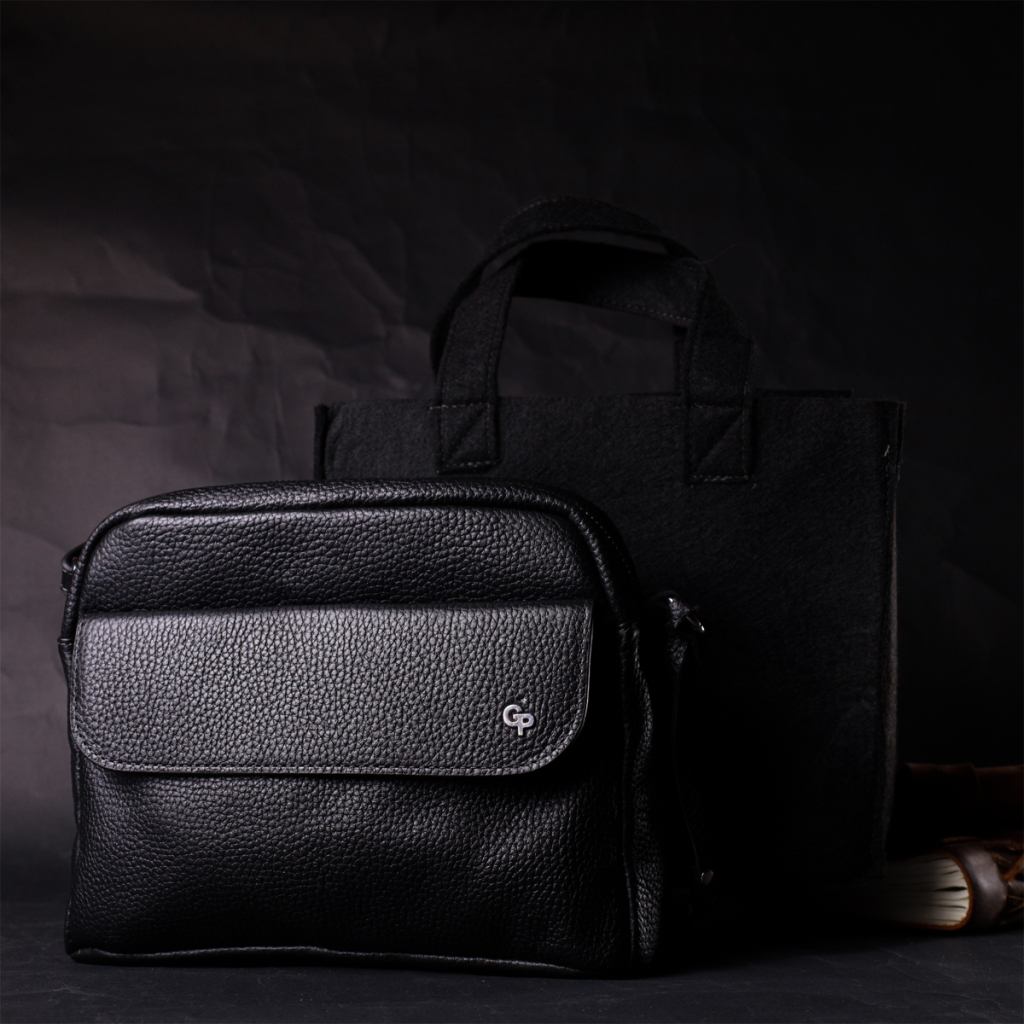 Сумка Grande Pelle Крос-боді з натуральної шкіри Чорна (11651) - зображення 11