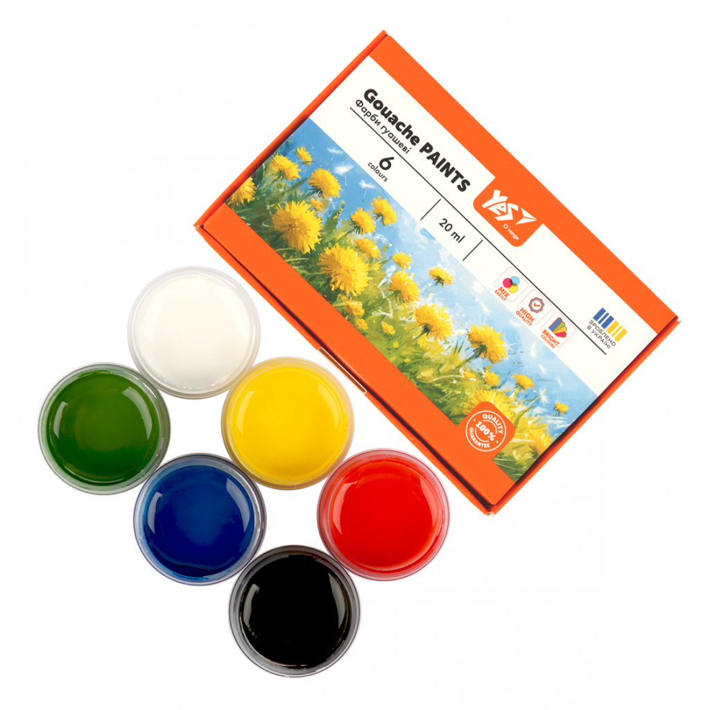 Гуашеві фарби Yes Orange Line 6 кольорів по 20 мл (230430) - изображение 4