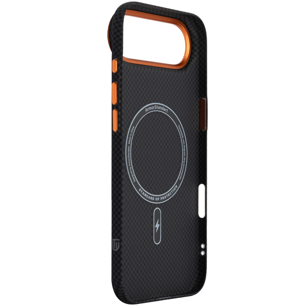 Чохол до мобільного телефона Armorstandart LikeCarbon2 SE MagCase Apple iPhone 17 Air Kevlar Black Orange (ARM89166) - зображення 4