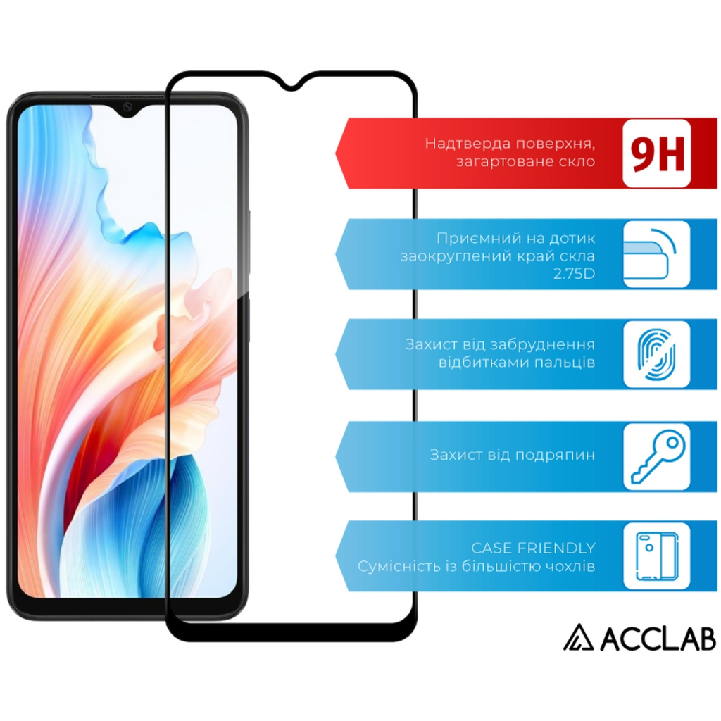 Скло захисне ACCLAB Full Glue Oppo A38 5G Black (1283126582462) - зображення 3