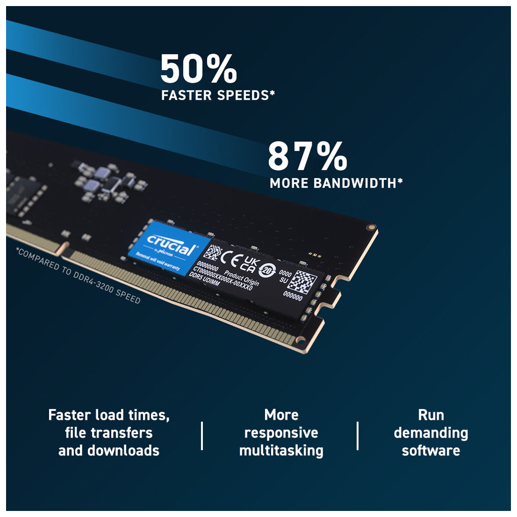 Модуль пам'яті для комп'ютера DDR5 32GB 4800 MHz Micron (CT32G48C40U5) - зображення 3