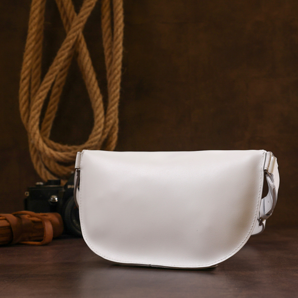 Сумка Shvigel Шкіряна бананка Біла (16384) - зображення 9