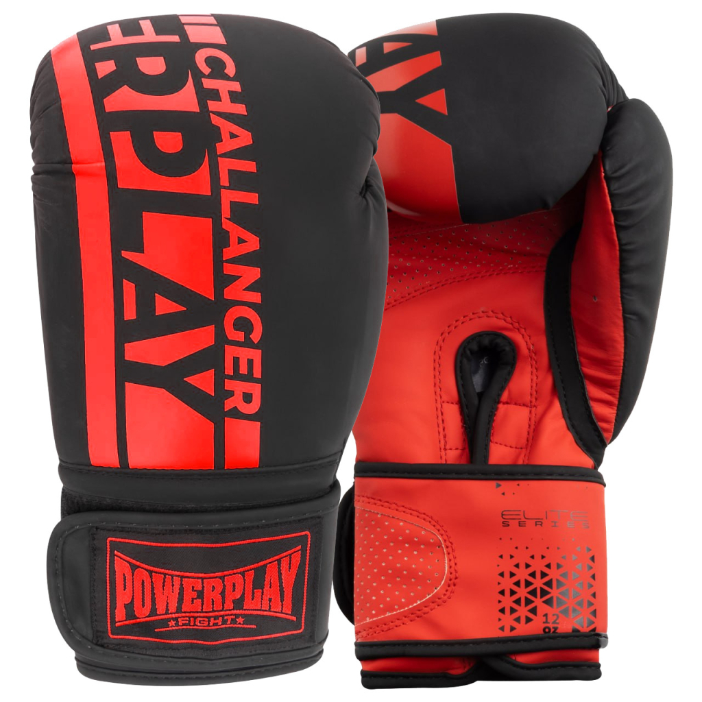 Боксерські рукавички PowerPlay 3086 Matt Challenger Чорно-Червоні 14 унцій (PP_3086_14oz_Bl/Red) - зображення 1