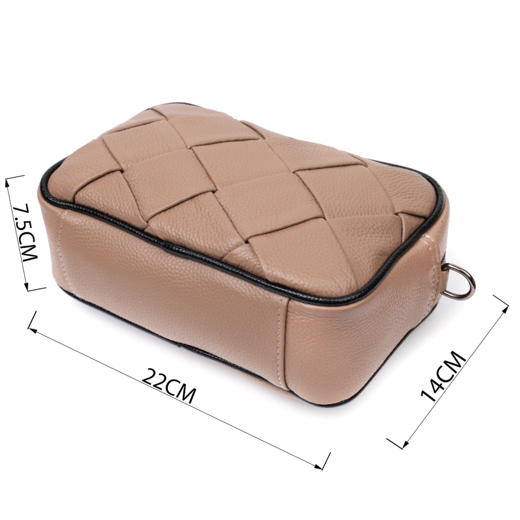 Сумка Vintage Шкіряна жіноча з плетінням Бежева (22409) - зображення 3