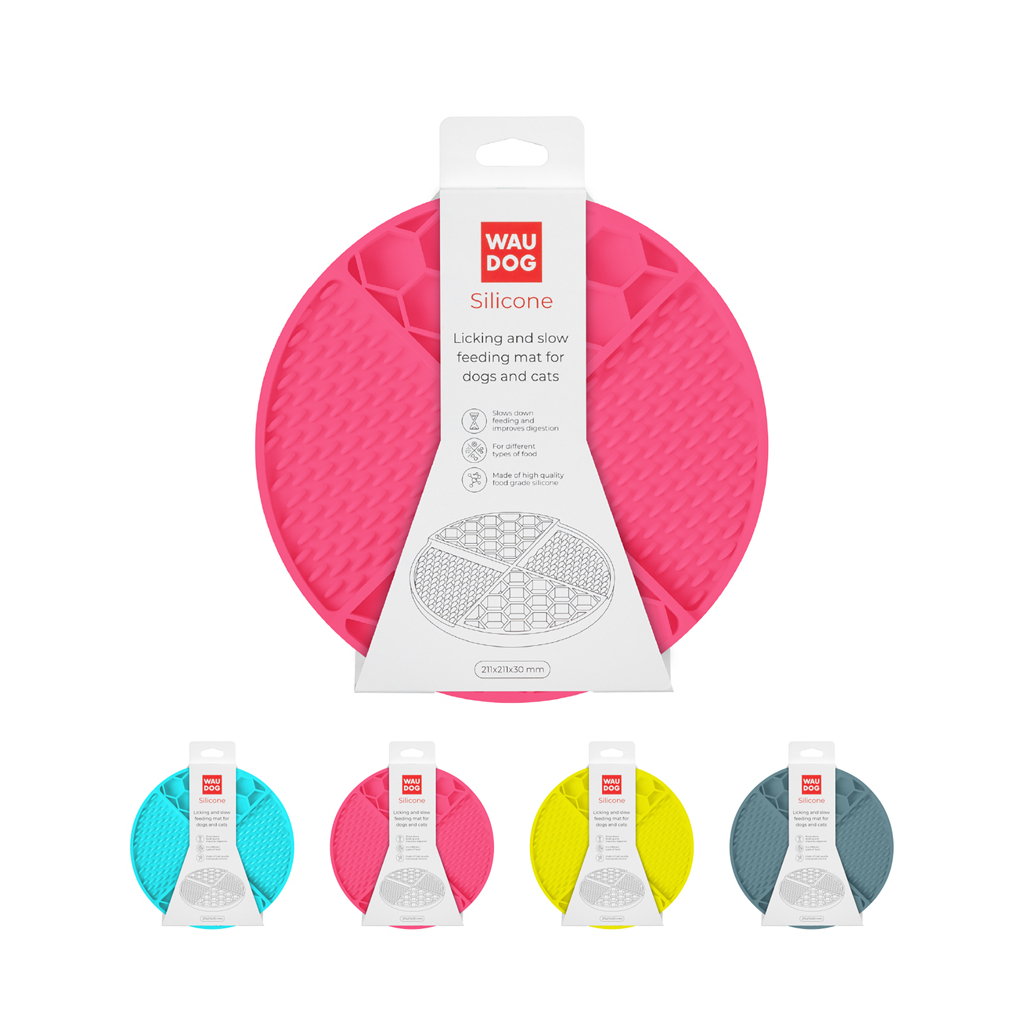 Універсальний посуд для тварин WAUDOG Silicone Килимок для злизування 21х21х3 см рожевий (23507) - изображение 1