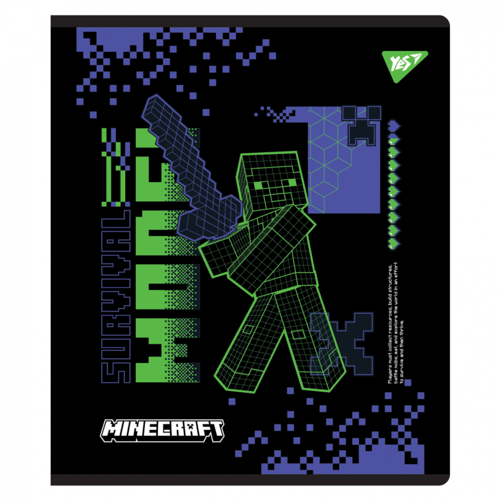 Зошит Yes Minecraft. Black 12 аркушів лінія (767510) - зображення 5