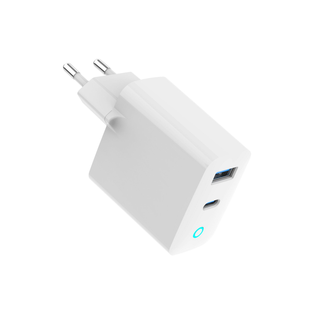 Зарядний пристрій Gembird 1хUSB-A (QC3.0 18W) + 1xType-C (PD 65W) white (TA-UC-PDQC65L-W-01) - зображення 4