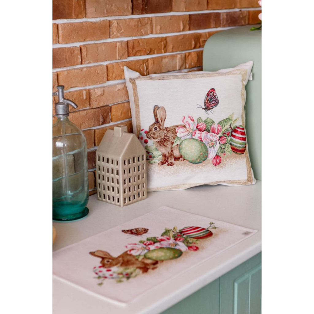 Наволочка Прованс гобеленова декоративна Зайчик з писанками і квітами Веснянка 45х45 см (034266) - зображення 6