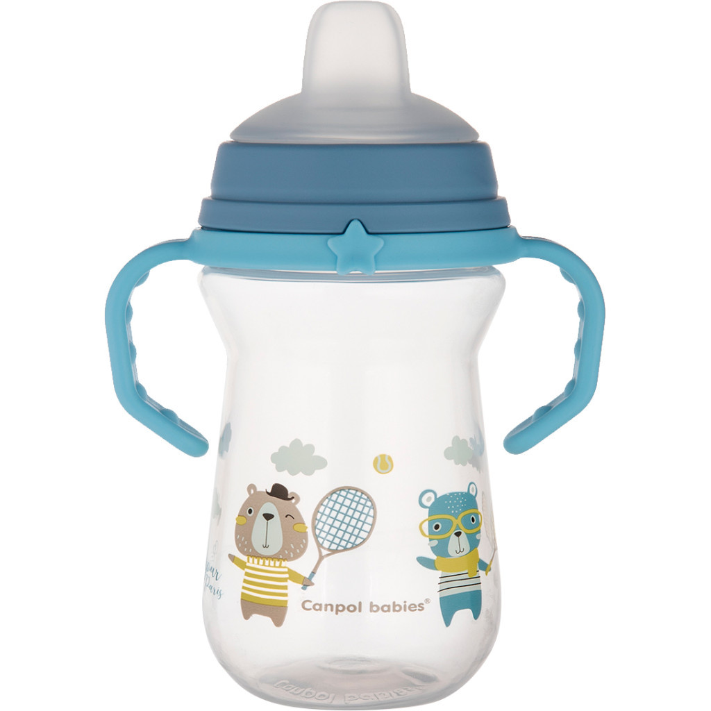 Поїльник-непроливайка Canpol babies Bonjour Paris з силіконовим носиком FirstCup 250 мл Блакитна (56/613_blu) - изображение 1