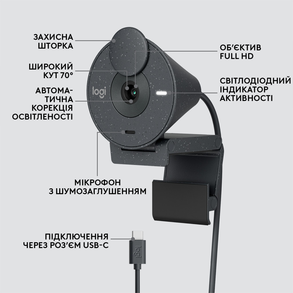 Веб-камера Logitech Brio 305 FHD for Business Graphite (960-001469) - зображення 10