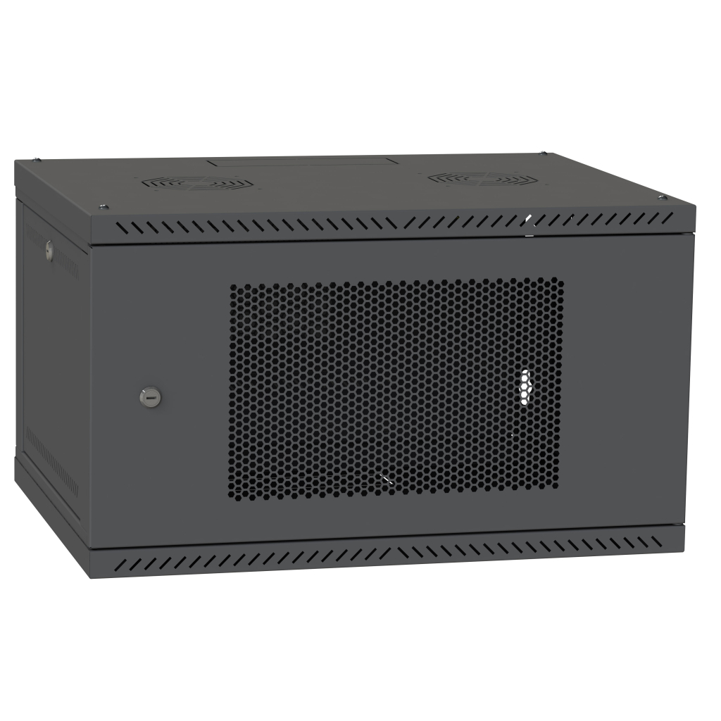 Шафа настінна Ipcom 4U, 600*350, перфорація, RAL9005 (СН-4U-060х035-ДП-9005) - изображение 1