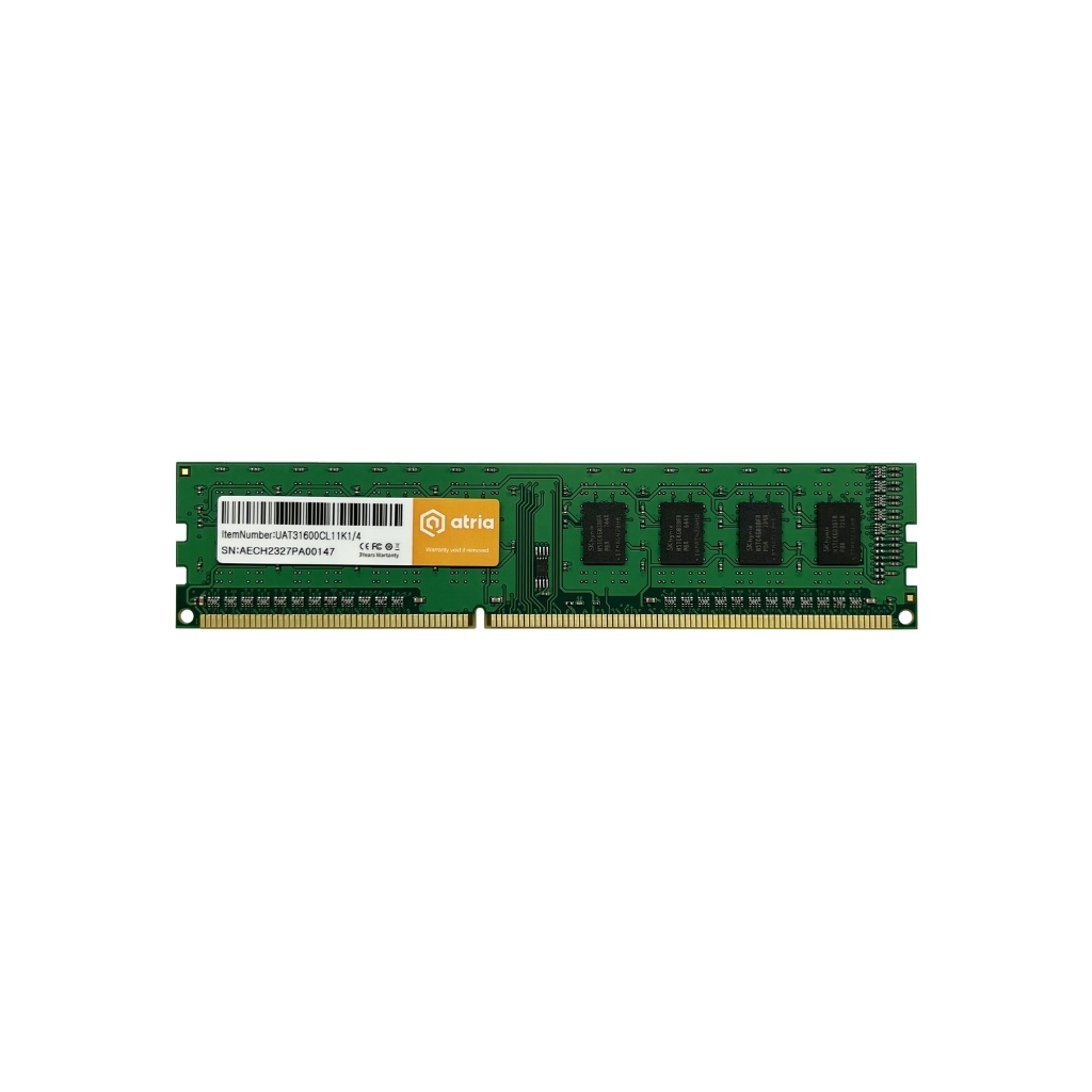 Модуль пам'яті для комп'ютера DDR3 4GB 1600 MHz ATRIA (UAT31600CL11K1/4) - зображення 1
