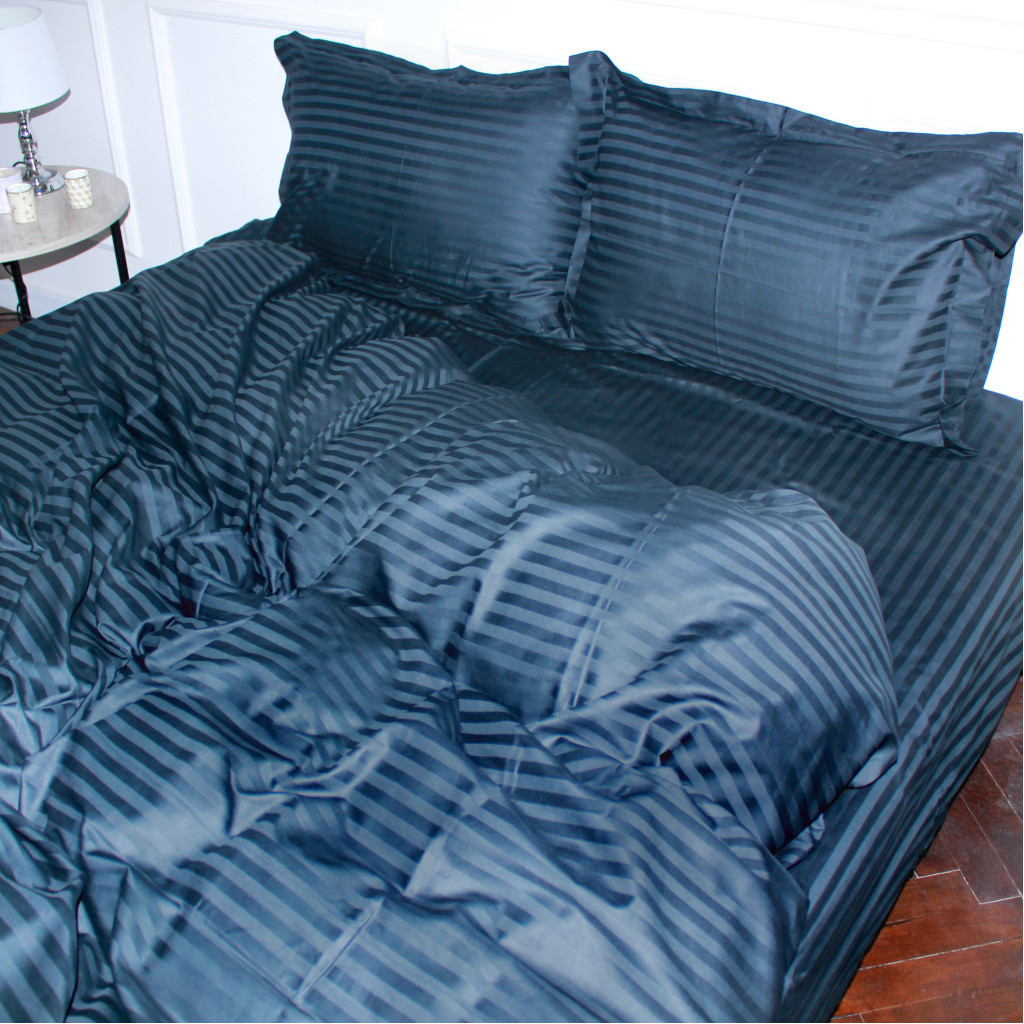 Постільна білизна MirSon Satin 30-0021DarkBlue 160х220 Сімейний (2200005255803) - зображення 1