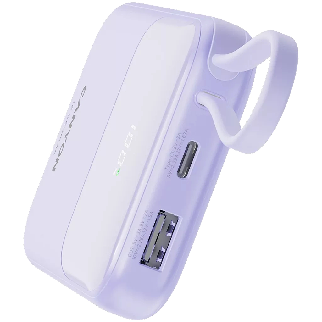 Батарея універсальна Canyon 10000mAh OnPower 101 PD/22.5W built-in cable Purple (CNS-CPB101PU) - зображення 6