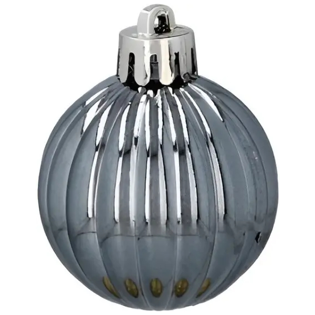 Ялинкова іграшка Chomik пластикові кульки 16 шт, 4 см, сріблясті і біли (5900779877351_3) - зображення 5