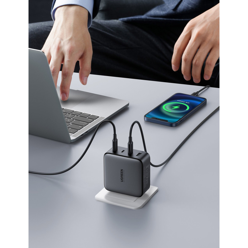 Зарядний пристрій Ugreen 4xUSB 100W GAN (USB-A+3*USB-C) Tech Fast Charger CD226 Grey (90575) - зображення 6