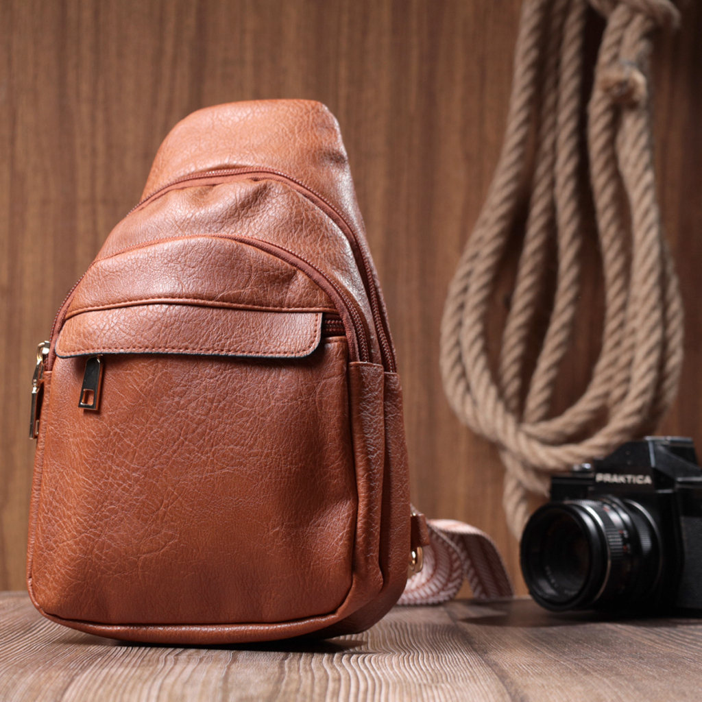 Сумка Vintage Жіноча через плече з отвором для навушників з екошкіри Руда (22789) - зображення 10