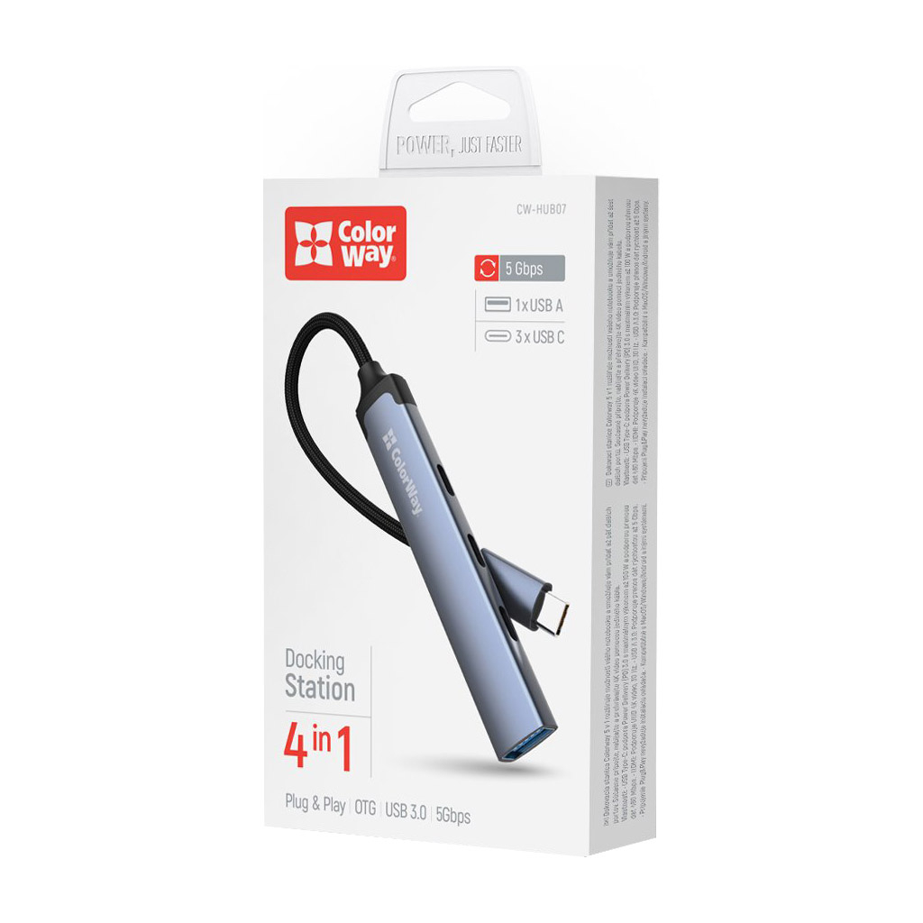 Концентратор ColorWay USB-C 4-in-1 USB-C2.0х3/USB3.0 (CW-HUB07) - изображение 6