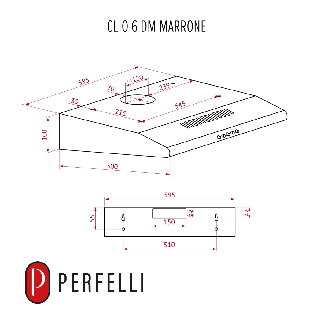 Витяжка кухонна Perfelli CLIO 6 DM MARRONE - зображення 11