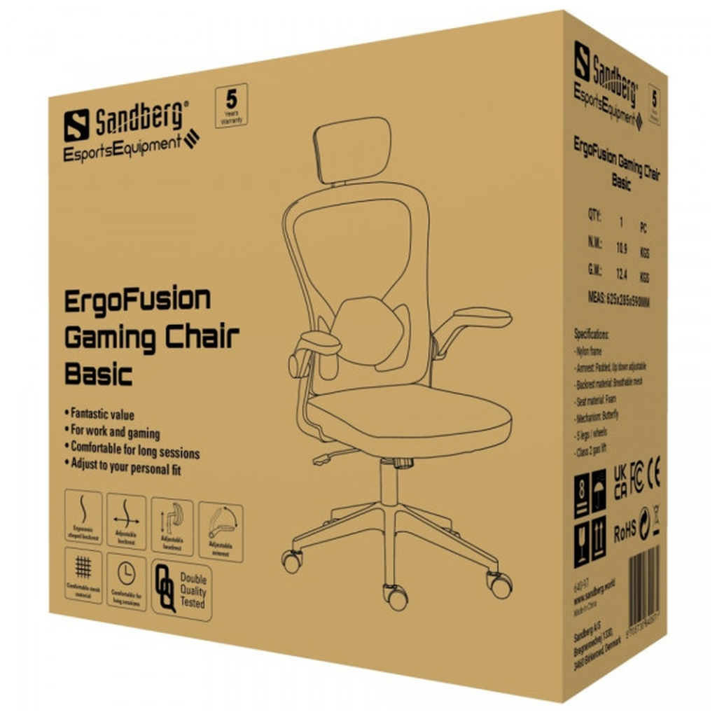 Крісло ігрове Sandberg ErgoFusion Gaming Chair Basic Black (640-97) - зображення 6