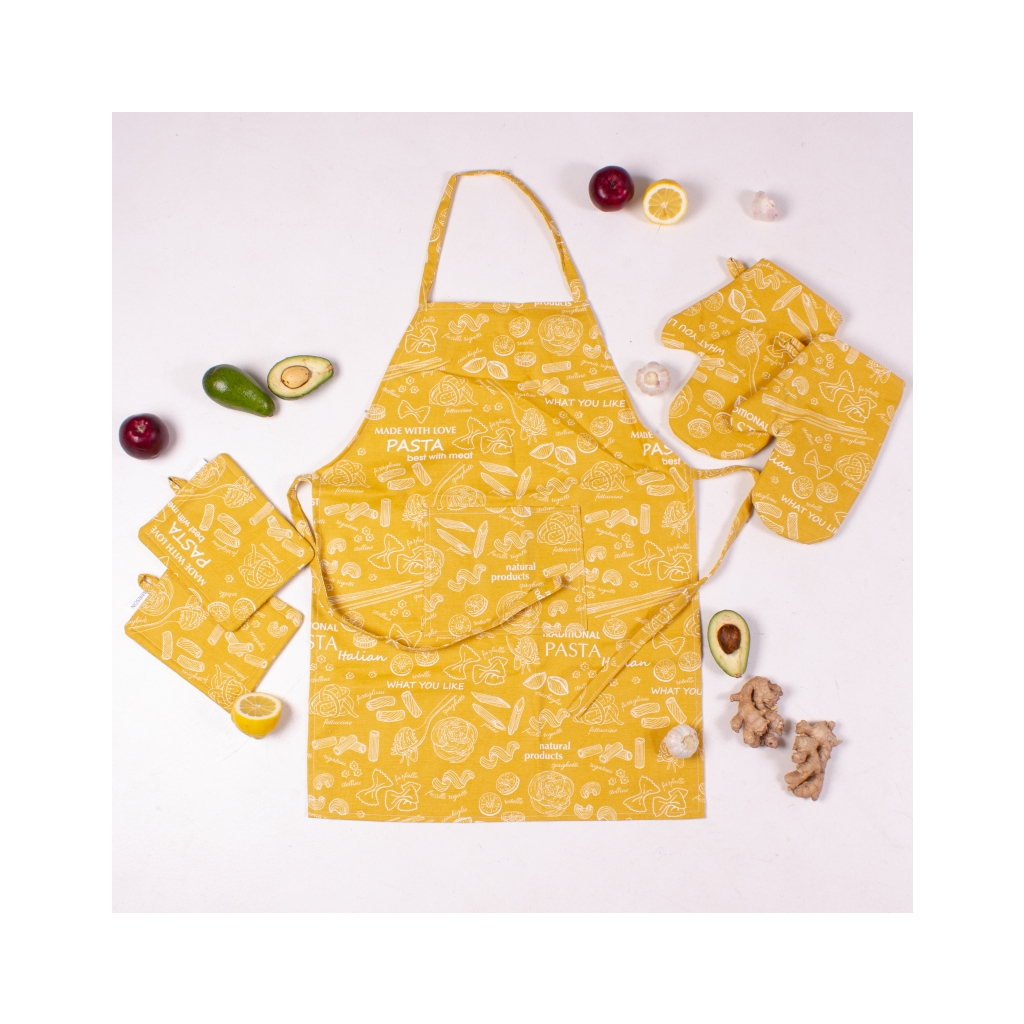 Фартух MirSon Набір №201 - Yellow paste дві прихватки + дві рукавички-прихватки + фартух (2200006753803) - picture 2
