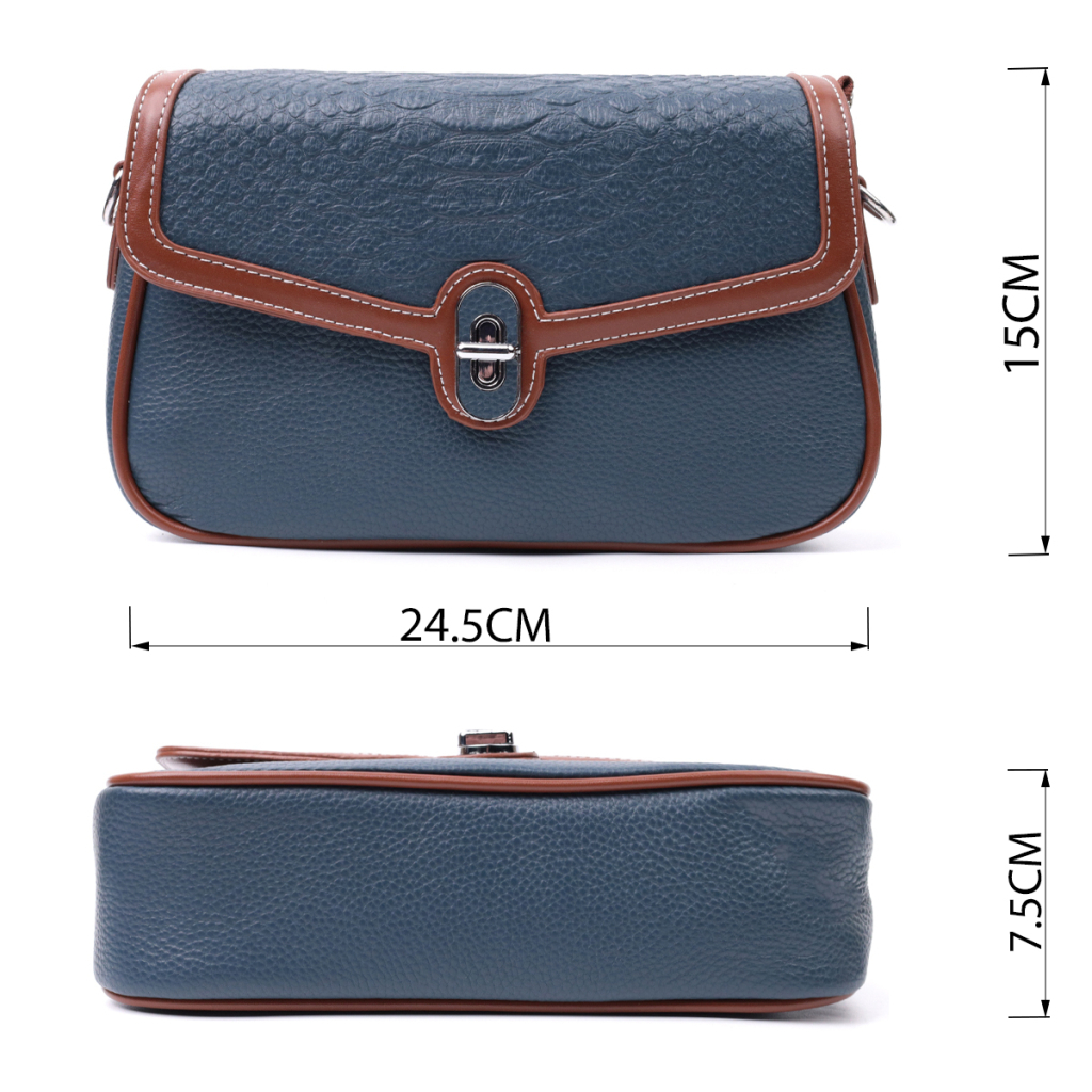 Сумка Vintage З натуральної шкіри Синя (22622) - зображення 3