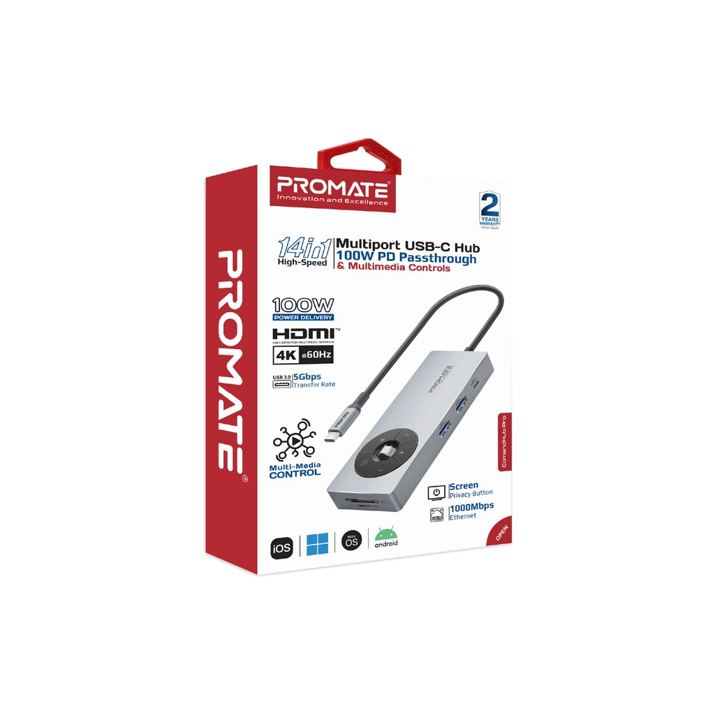 Концентратор Promate USB-C 14-in-1 Promate comandhub-pro (comandhub-pro) - изображение 9