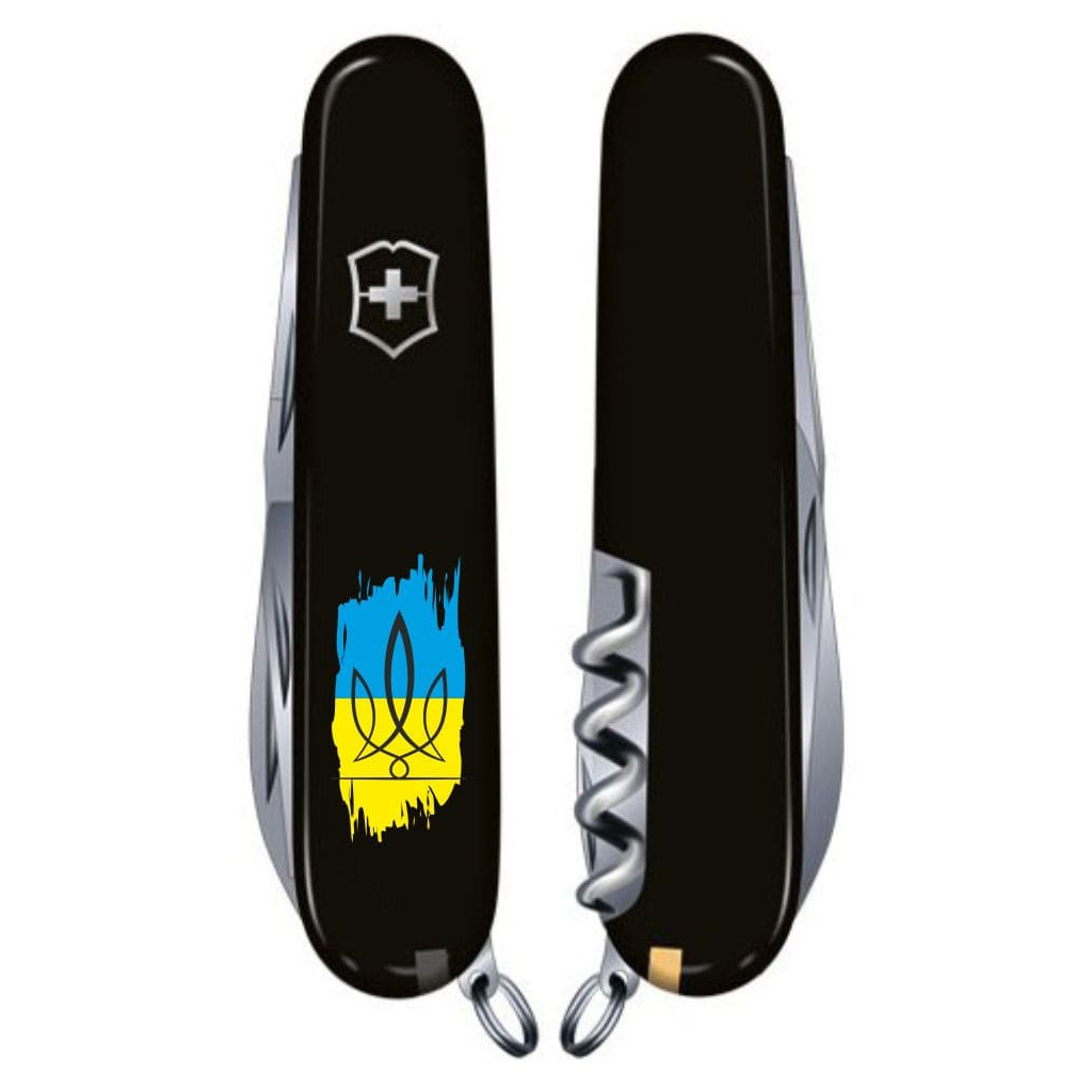 Ніж Victorinox Spartan Ukraine Black "Тризуб На Тлі Прапору" (1.3603.3_T1026u) - зображення 3