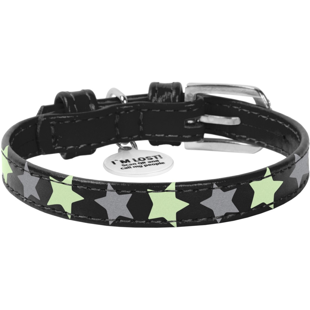 Нашийник для тварин WAUDOG Glamour з QR паспортом "Зірочка" XS Ш 15 мм Д 27-36 см чорний (35851) - зображення 2