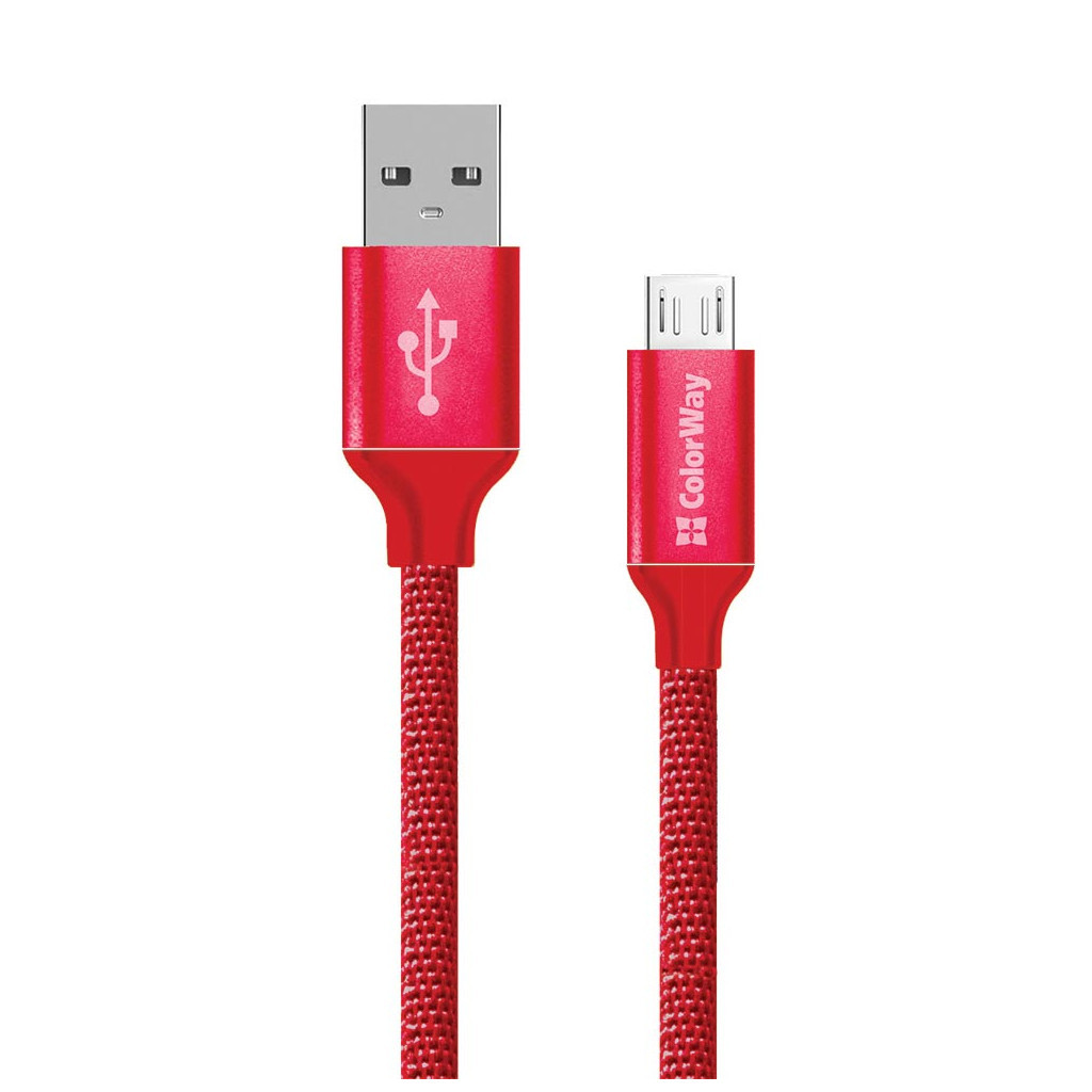 Дата кабель USB 2.0 AM to Micro 5P 2.0m red ColorWay (CW-CBUM009-RD) - зображення 1