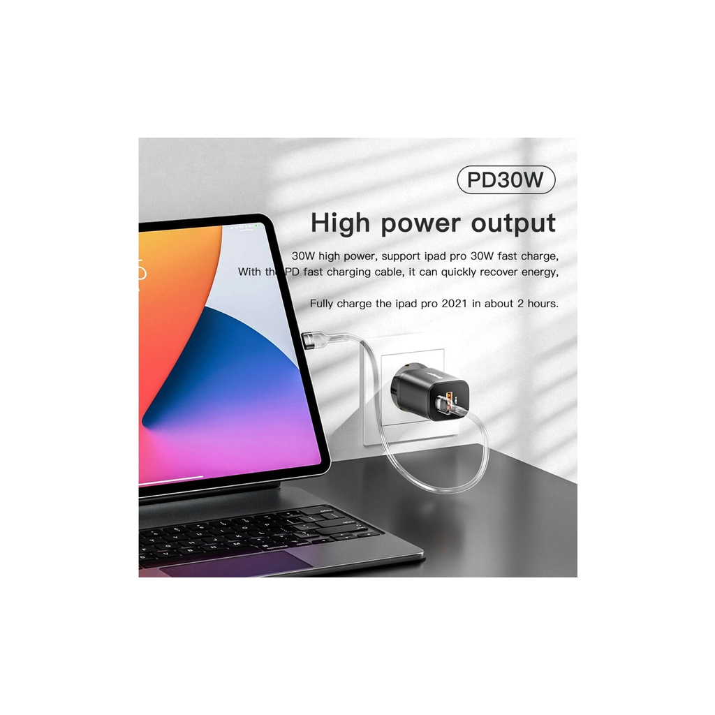 Зарядний пристрій Essager 1xUSB + 1xUSB-C PD30W black (ECTPQS-ZTB01) - зображення 6