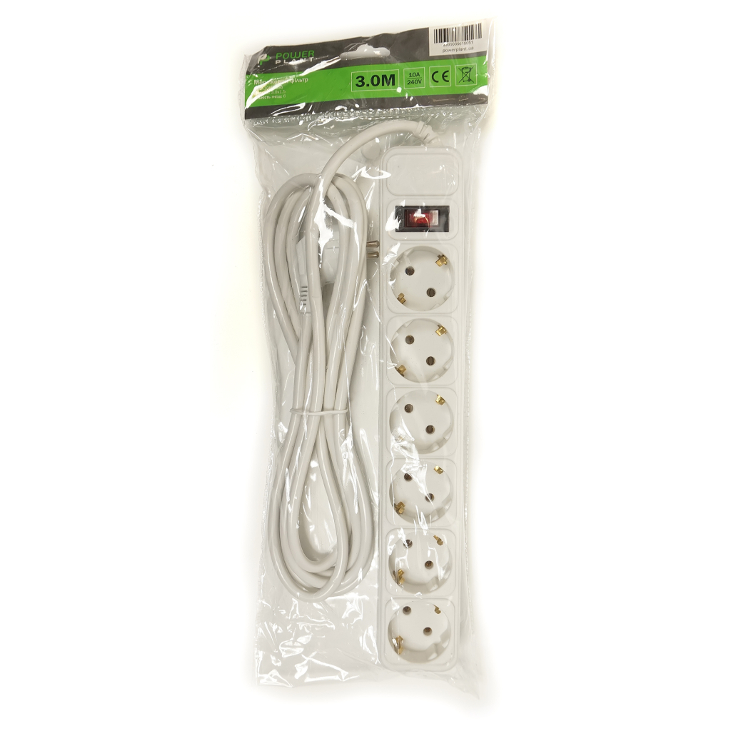 Мережевий фільтр живлення PowerPlant 3 м, 6 розеток, евростандарт (JY-1057/3) (PPSA10M30S6) - зображення 3