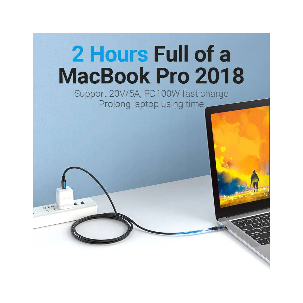 Дата кабель USB-C to USB-C 1.0m 2.0 100W VENTION (COTBF) - зображення 4