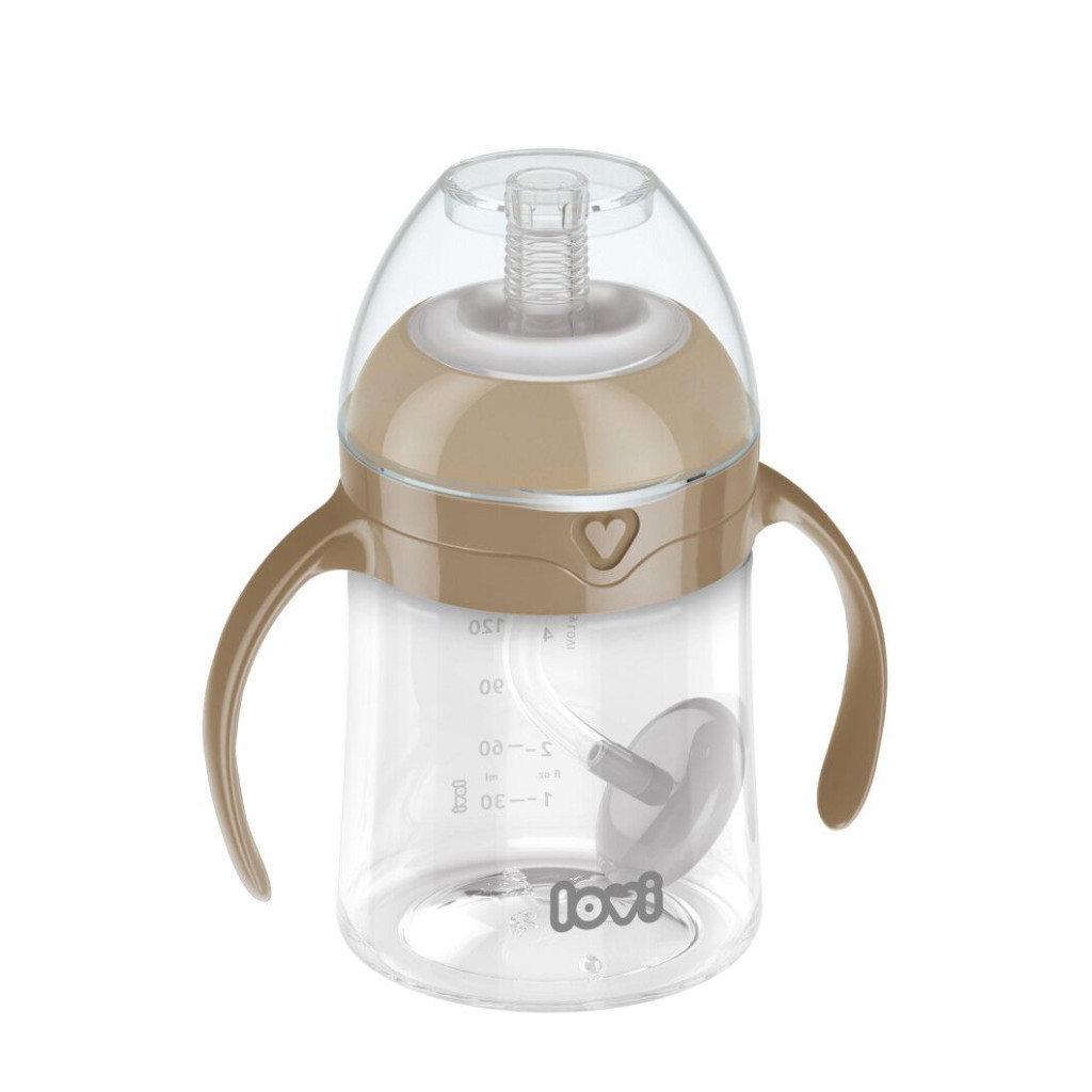 Поїльник-непроливайка Lovi з трубочкою та обтяжувачем 150 мл - коричнева (35/363) - зображення 1