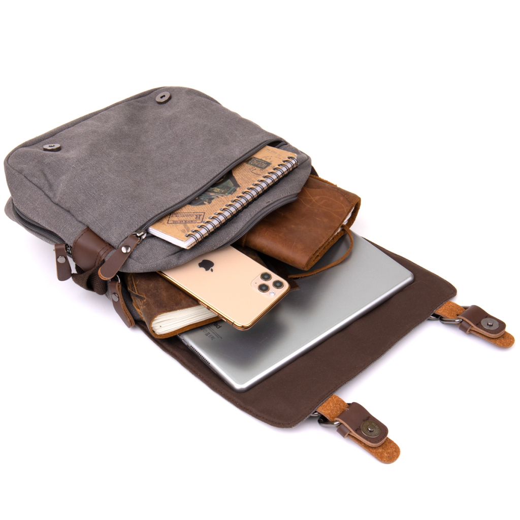 Сумка Vintage Текстильна Сіра (20605) - зображення 7