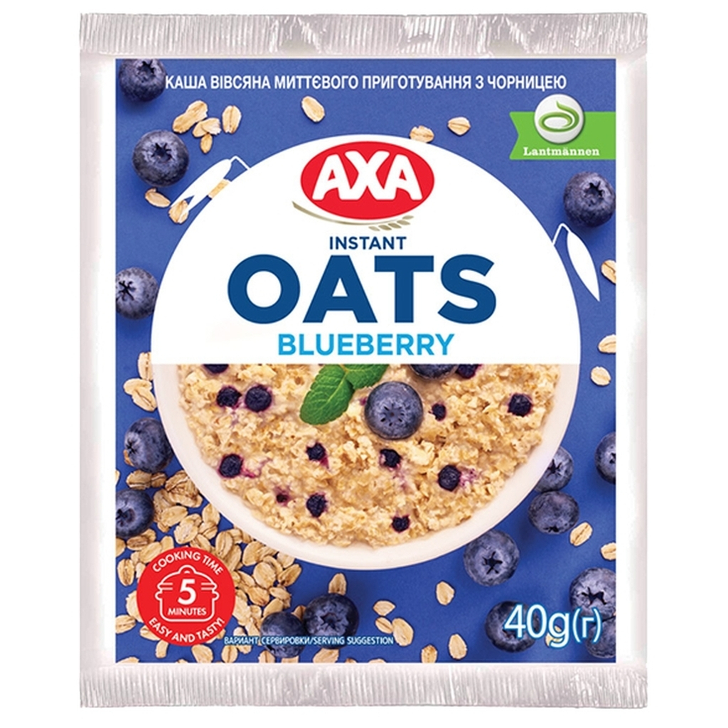 Їжа швидкого приготування АХА Каша Вівсяна з чорницею 40 г (4820008123251) - зображення 1