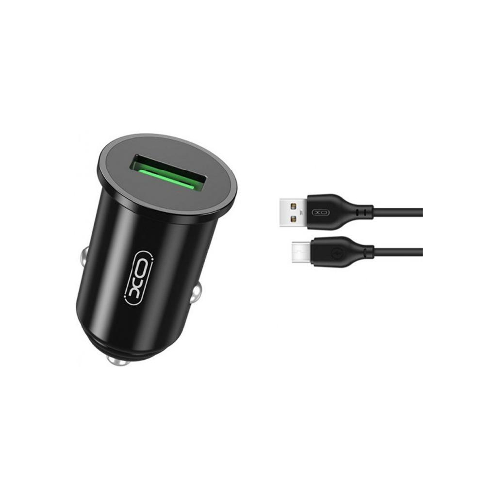 Зарядний пристрій XO TZ12 QC3.0 (1USB/18W) + USB - Type-C Black (XO-TZ12-BK) - зображення 1