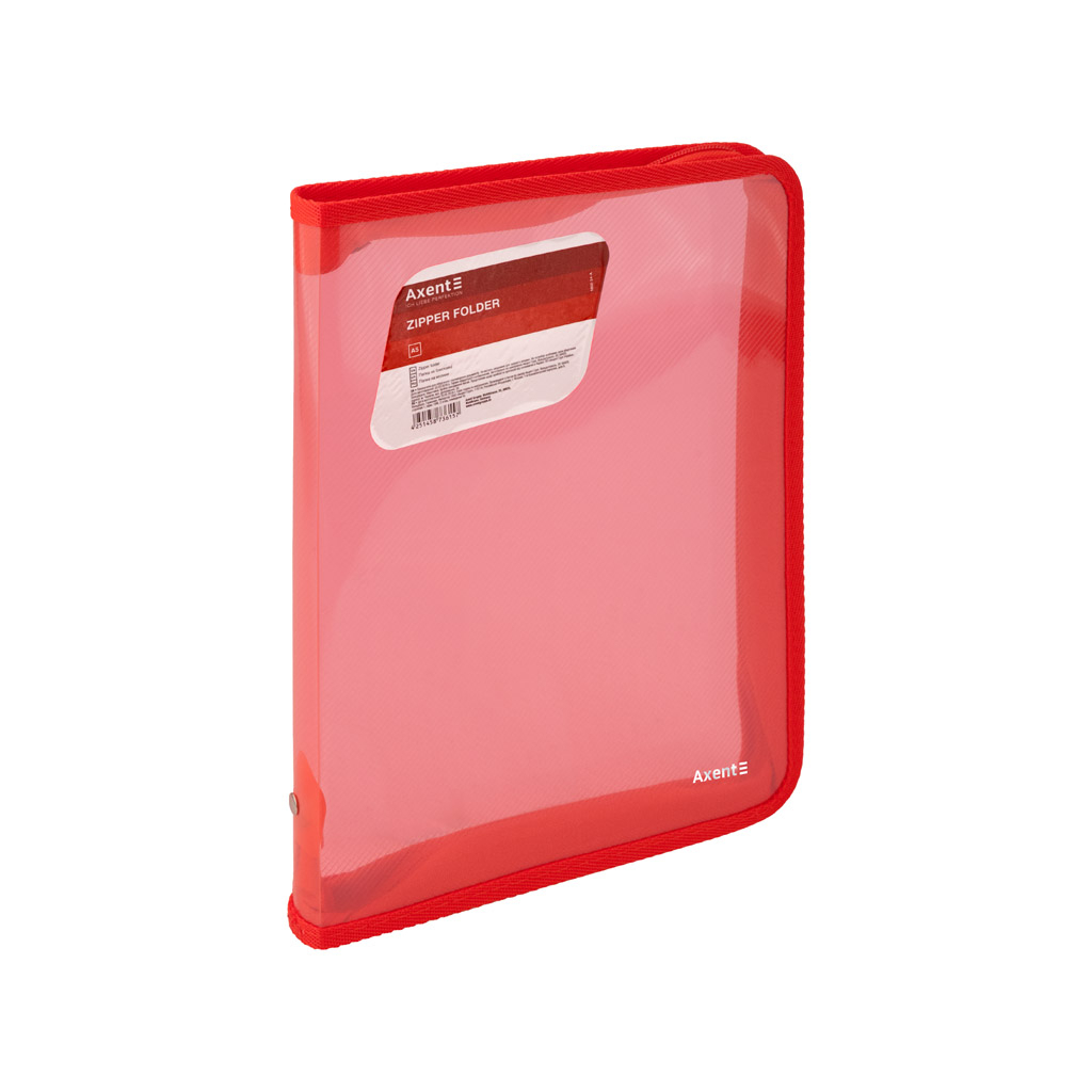 Папка на блискавці Axent об'ємна B5 550 мкм Прозора Червона (1802-24-A) - зображення 1