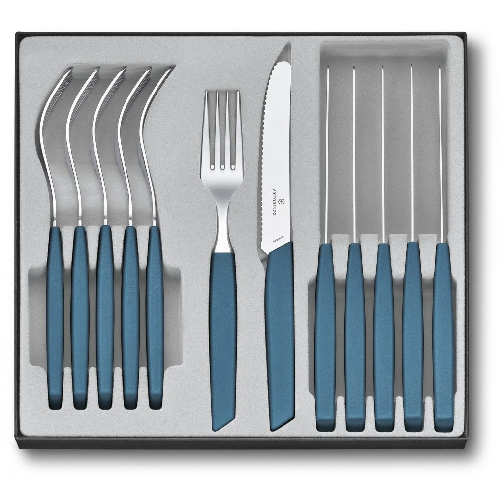 Набір столових приборів Victorinox Swiss Modern Table Set 12 шт Tomato Blue (6.9096.11W2.12) - зображення 1