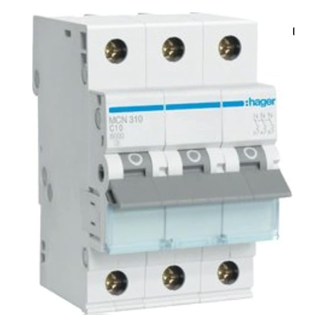 Автоматичний вимикач Hager 3-п. C 10A (6kA) 3M (A) (MCN310) - зображення 1