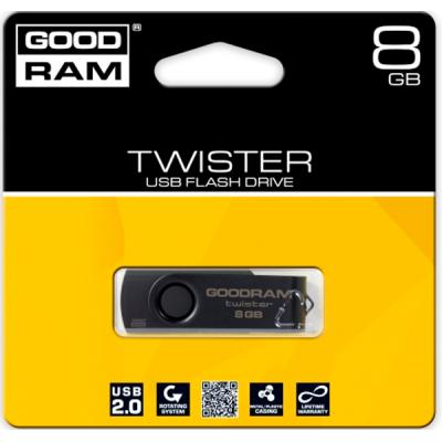 USB флеш накопичувач Goodram 8GB TWISTER Black clip USB 2.0 (UTS2-0080KKR11) - зображення 2