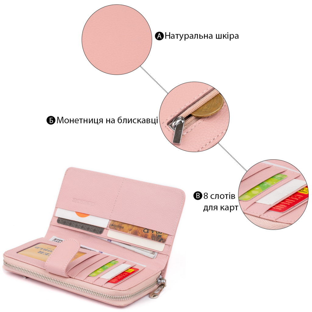 Гаманець ST Leather Зі шкіри жіночий Рожевий (19303) - изображение 4