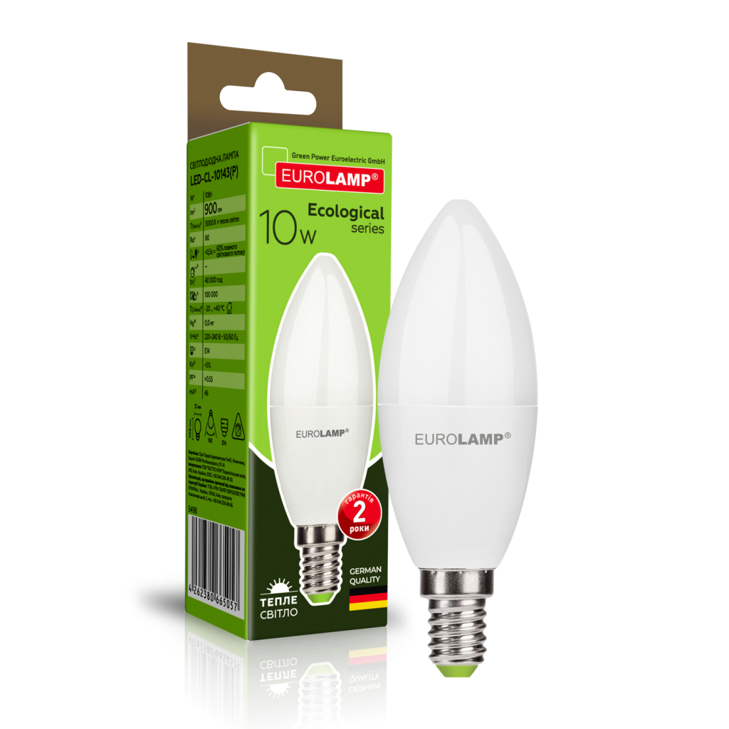 Лампочка Eurolamp LED Лампа EUROLAMP ECO серия "P" CL 10W 900 lm E14 3000K (LED-CL-10143(P)) - изображение 2