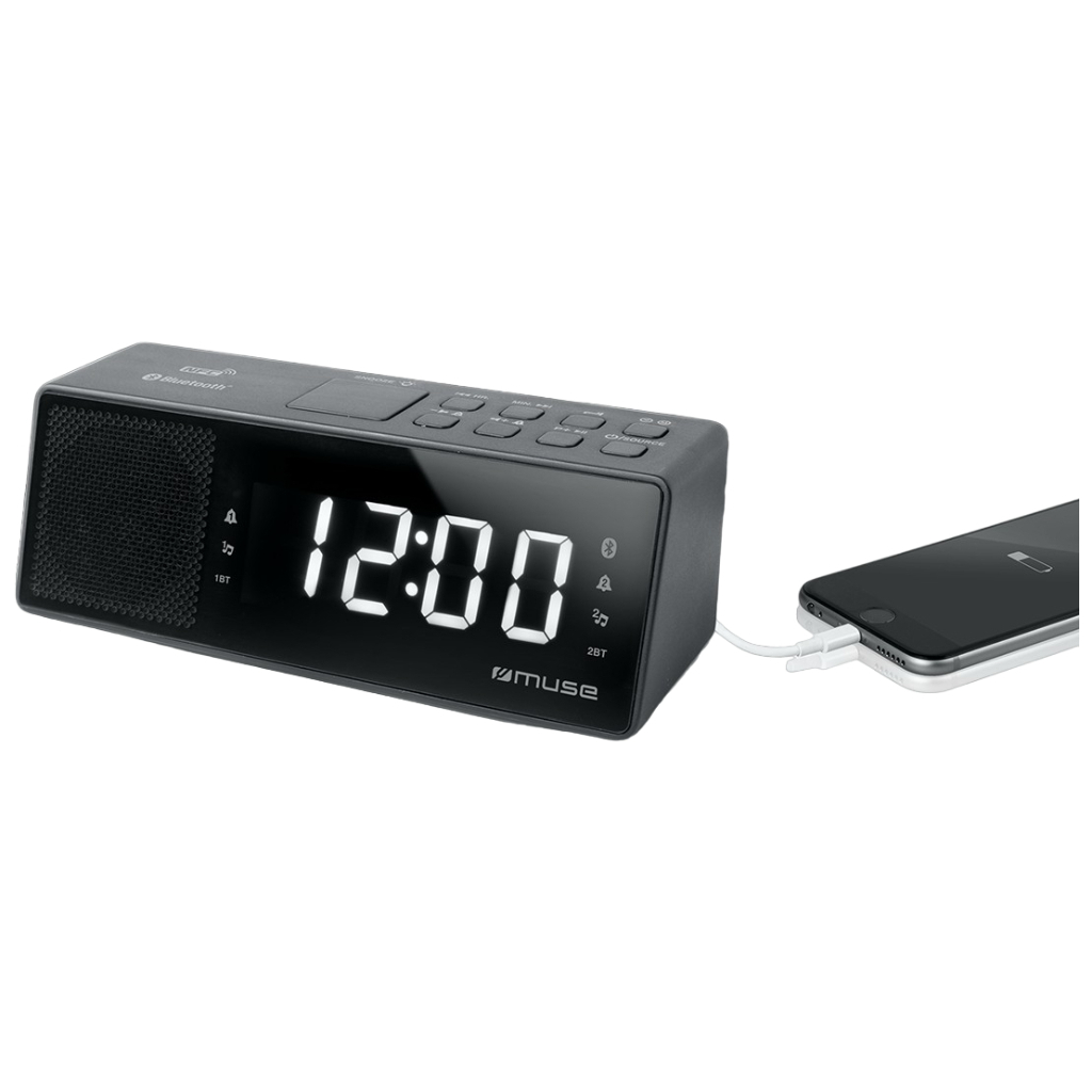 Настільний годинник Muse Радіо-годинник з USB чорний (M-172 BT) - зображення 3