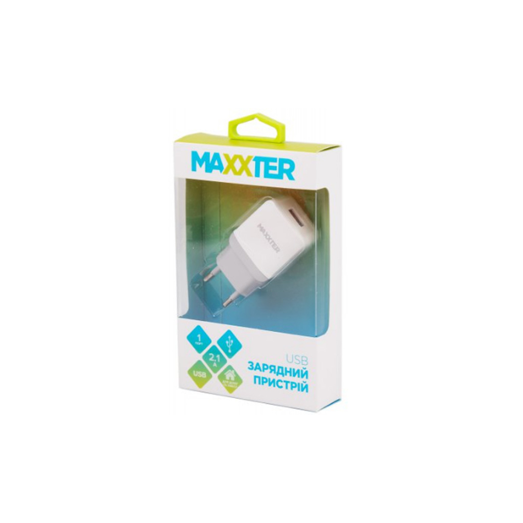 Зарядний пристрій Maxxter 1 USB, 5V/2.1A (UC-24A) - зображення 2