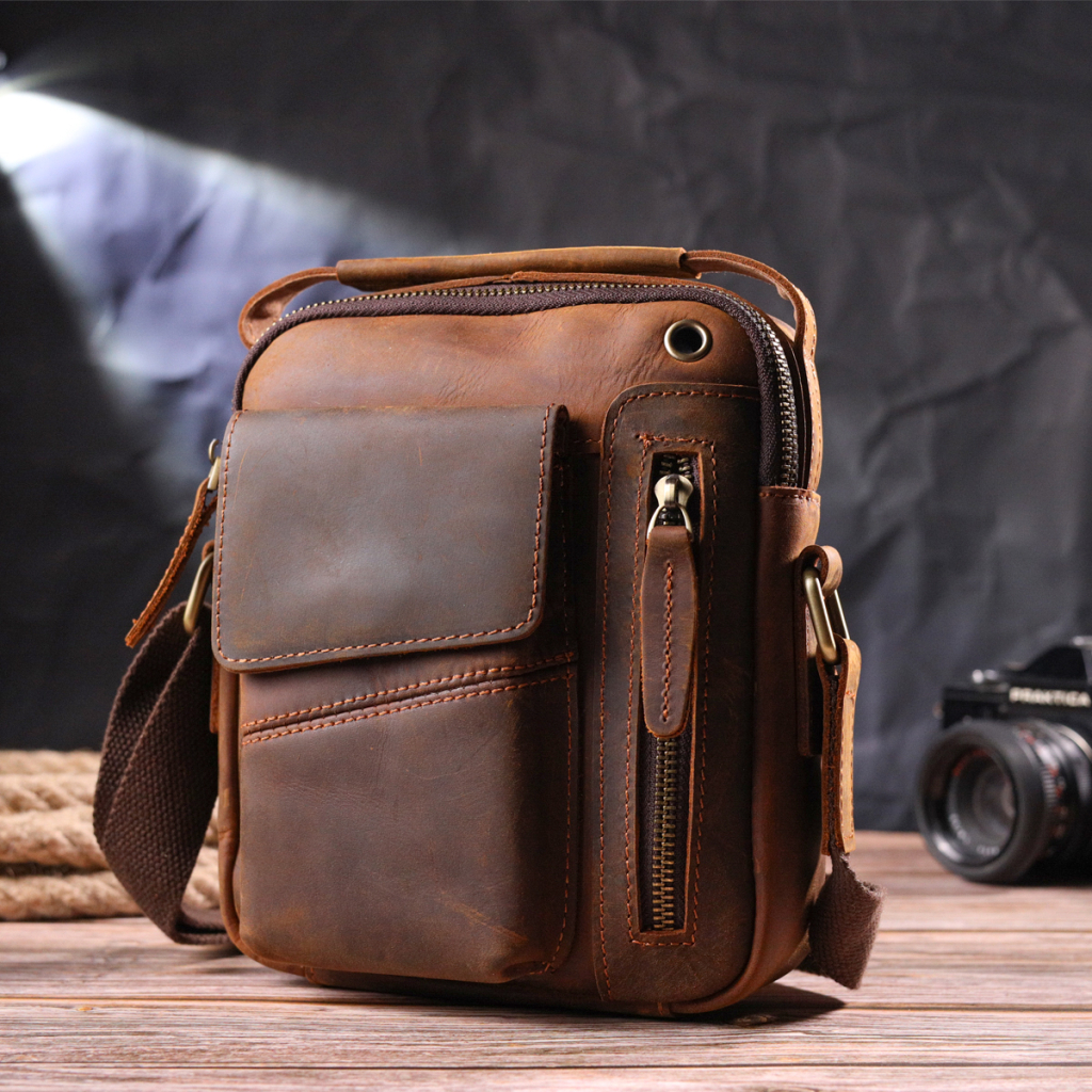 Сумка Vintage Вінтажна чоловіча з натуральної шкіри Коричнева (21293) - зображення 9