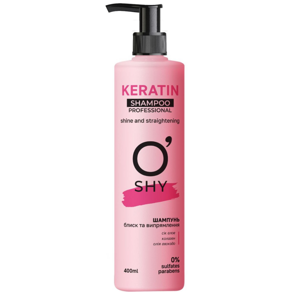 Шампунь O'Shy Keratin Блиск та випрямлення 400 мл (4820263233887) - зображення 1