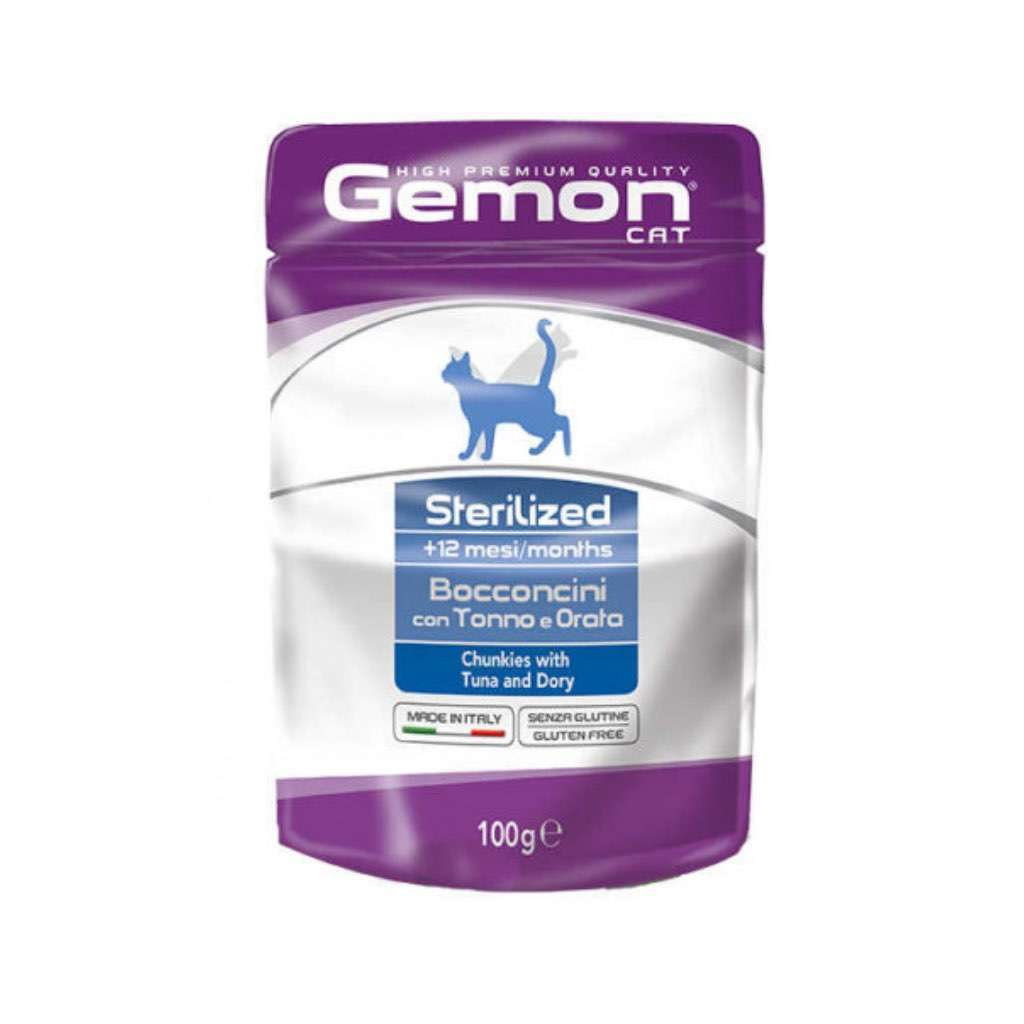 Вологий корм для кішок Gemon Cat Wet Adult Sterilized тунець з рибою дорі 100 г (8009470300902) - зображення 1