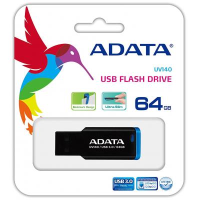 USB флеш накопичувач ADATA 64GB UV140 Black-Blue USB 3.0 (AUV140-64G-RBE) - зображення 5
