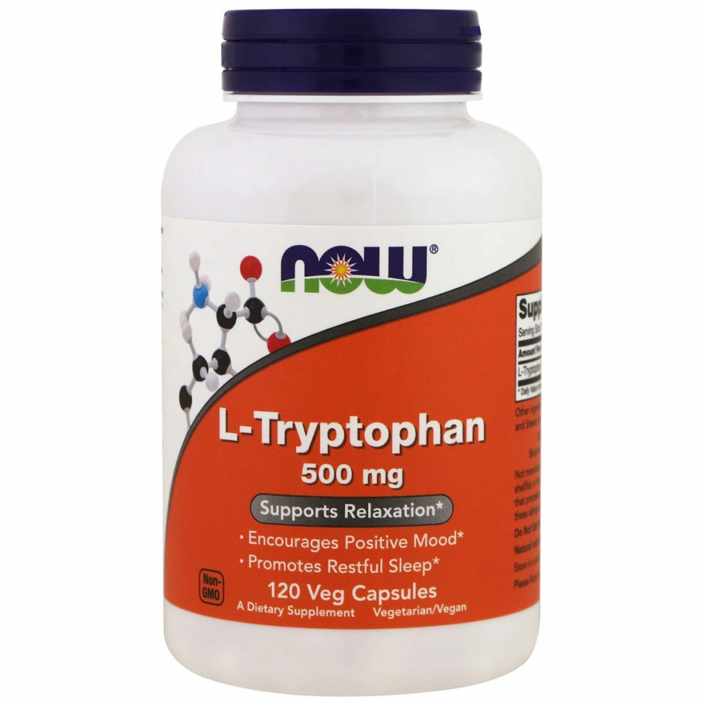 Амінокислота Now Foods L-триптофан, 500 мг, 120 рослинних капсул (NOW-00167) - зображення 1